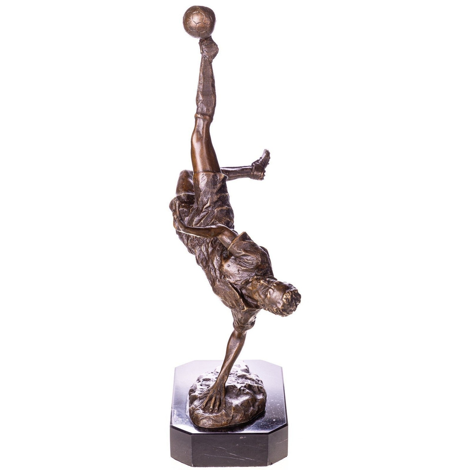 Bronze Soccer Player Bicycle Kick Sculpture | Figurines & Statues