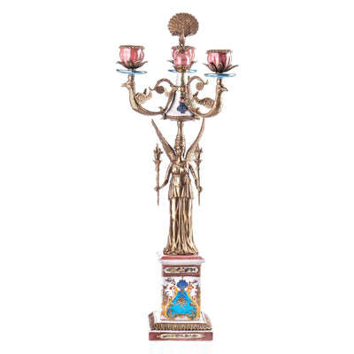 Bronze Peacock Candelabra Statue