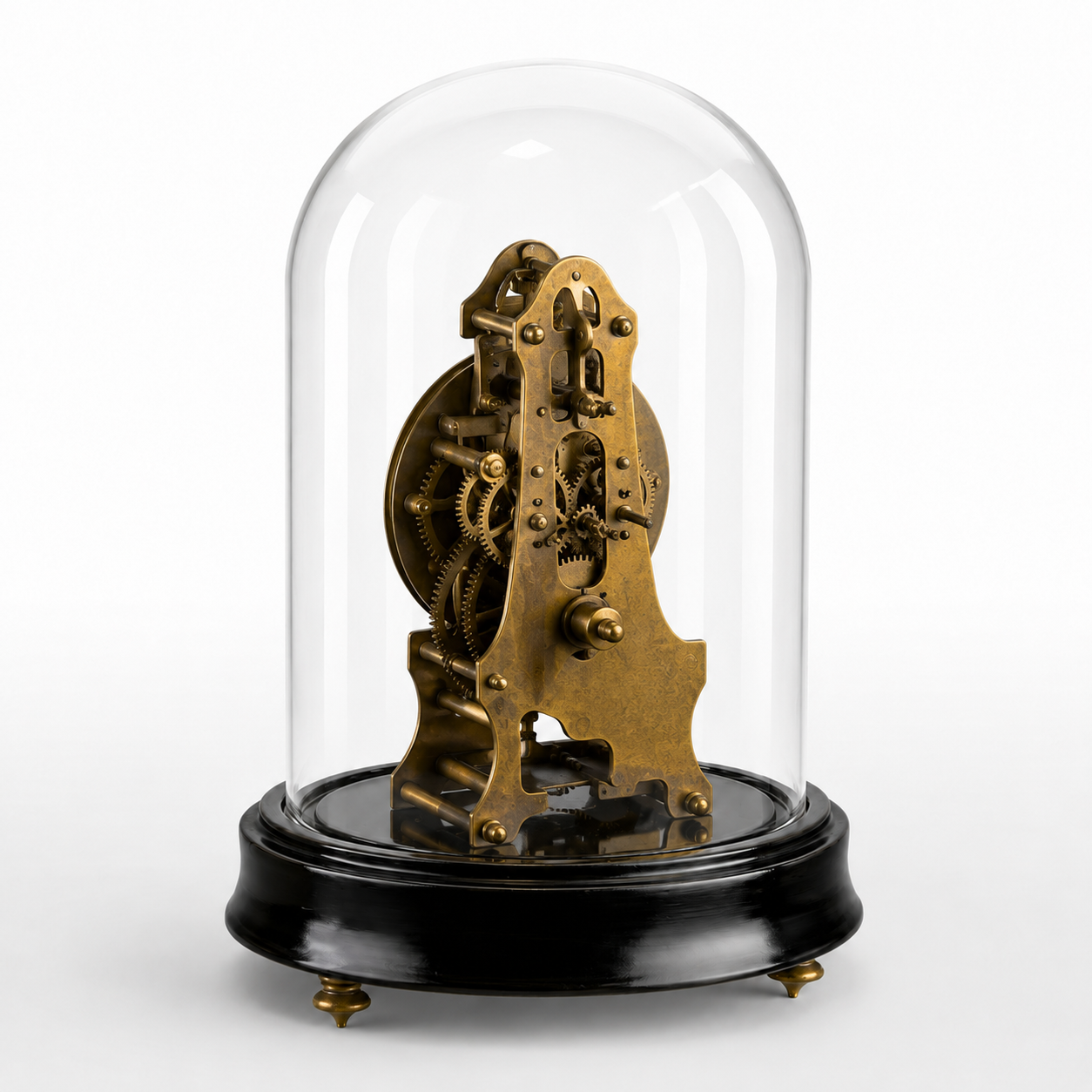 Mechanical Table Clock Under Glass Dome | Handcrafted Glass Decor