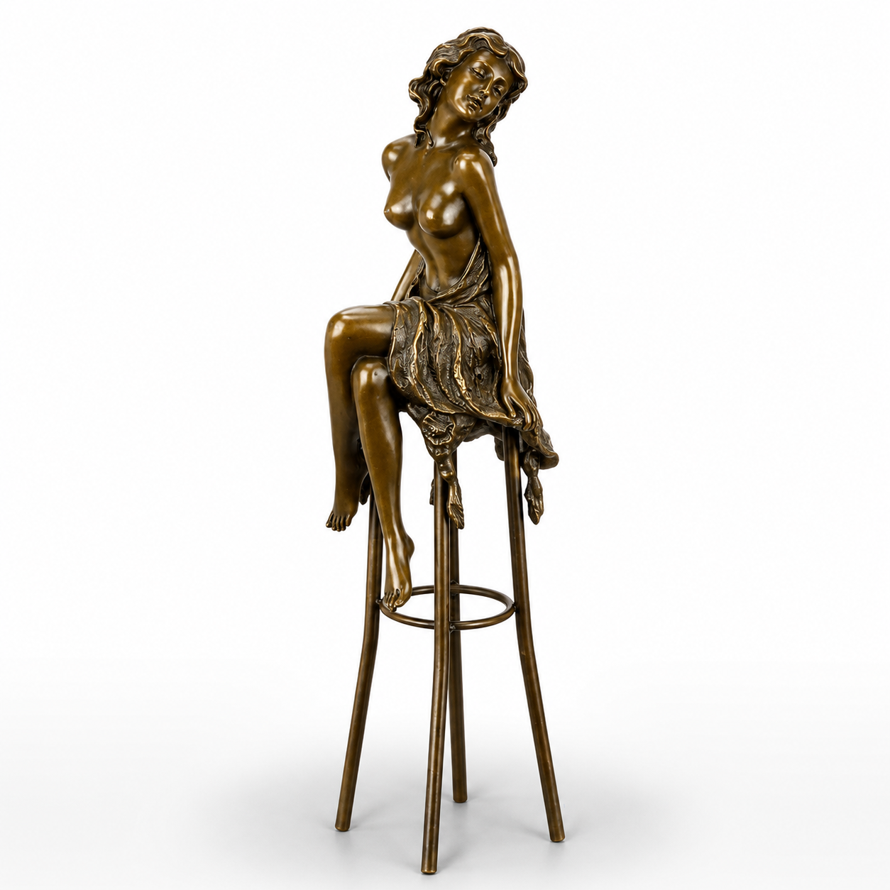 Bronze Sculpture of a Lady on Barchair | Figurines & Statues