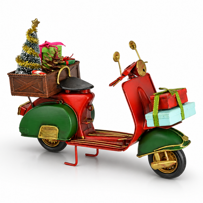 Tin Model of a Scooter in Christmas Style | Tin & Model Collectibles