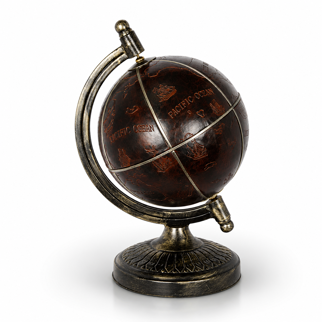 Vintage Style Terrestrial Globe on Ornate Metal Stand, Curios & Collec