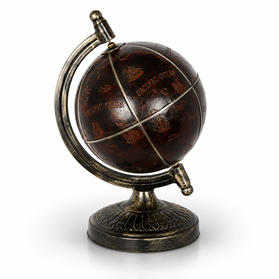Vintage Style Terrestrial Globe on Ornate Metal Stand, Curios & Collec