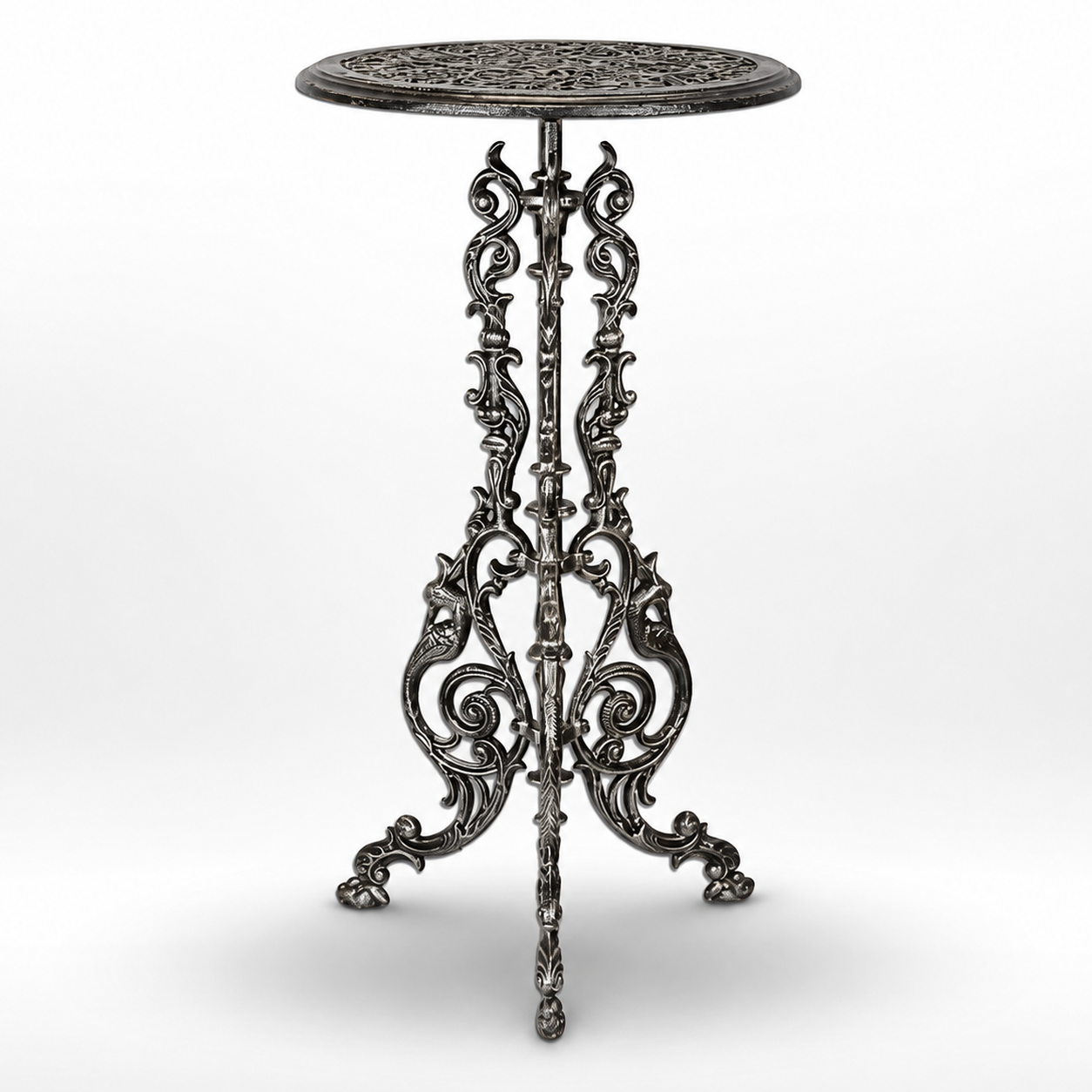 Cast Iron Plant Table, Old Silver