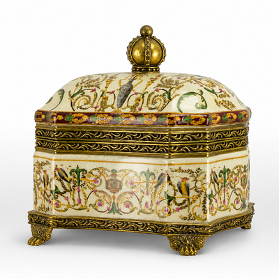 Rococo Floral Trinket Box | Handcrafted Porcelain Decor