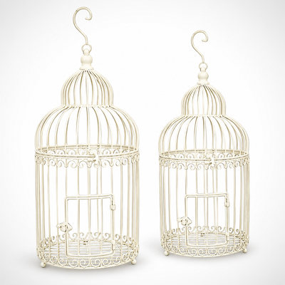 Pair of White Iron Birdcages | Curios & Collectibles | Home Decor