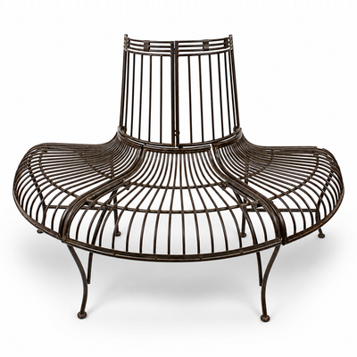 Demi Round Iron Tree Bench, Brown | Handcrafted Iron Decor