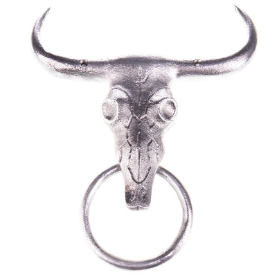 Longhorn Bull Skull Door Knocker | Handcrafted Cast Iron Decor