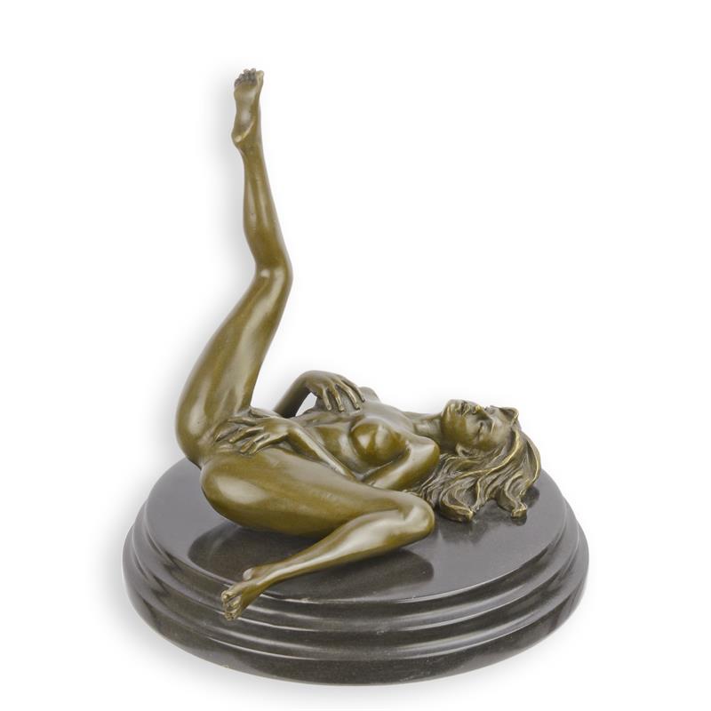 Reclining Female Nude Erotic Bronze Sculpture