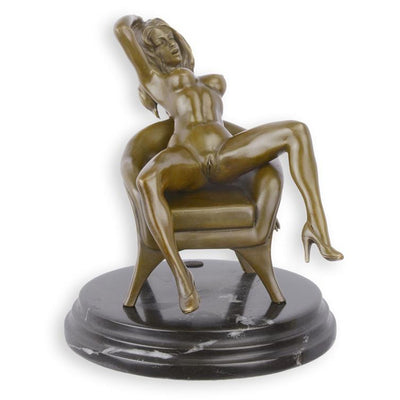 Seated Female Nude Erotic Bronze Sculpture