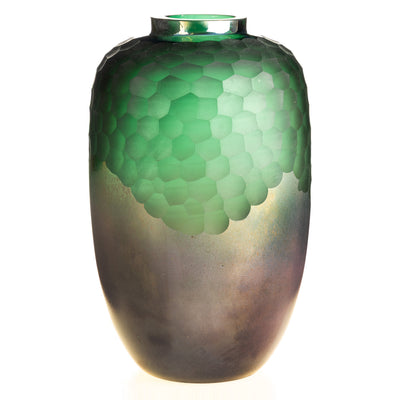 Hand-cut glass vase | Handcrafted Glass Decor | Unique Home Accent