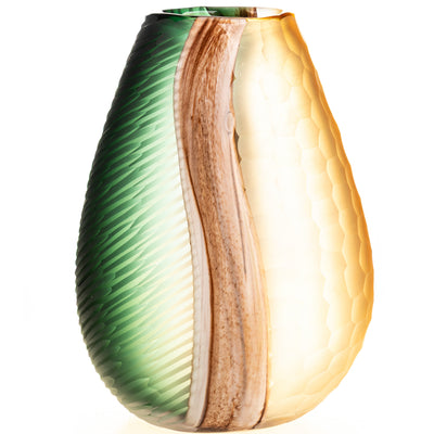 Hand-cut glass vase | Handcrafted Glass Decor | Unique Home Accent