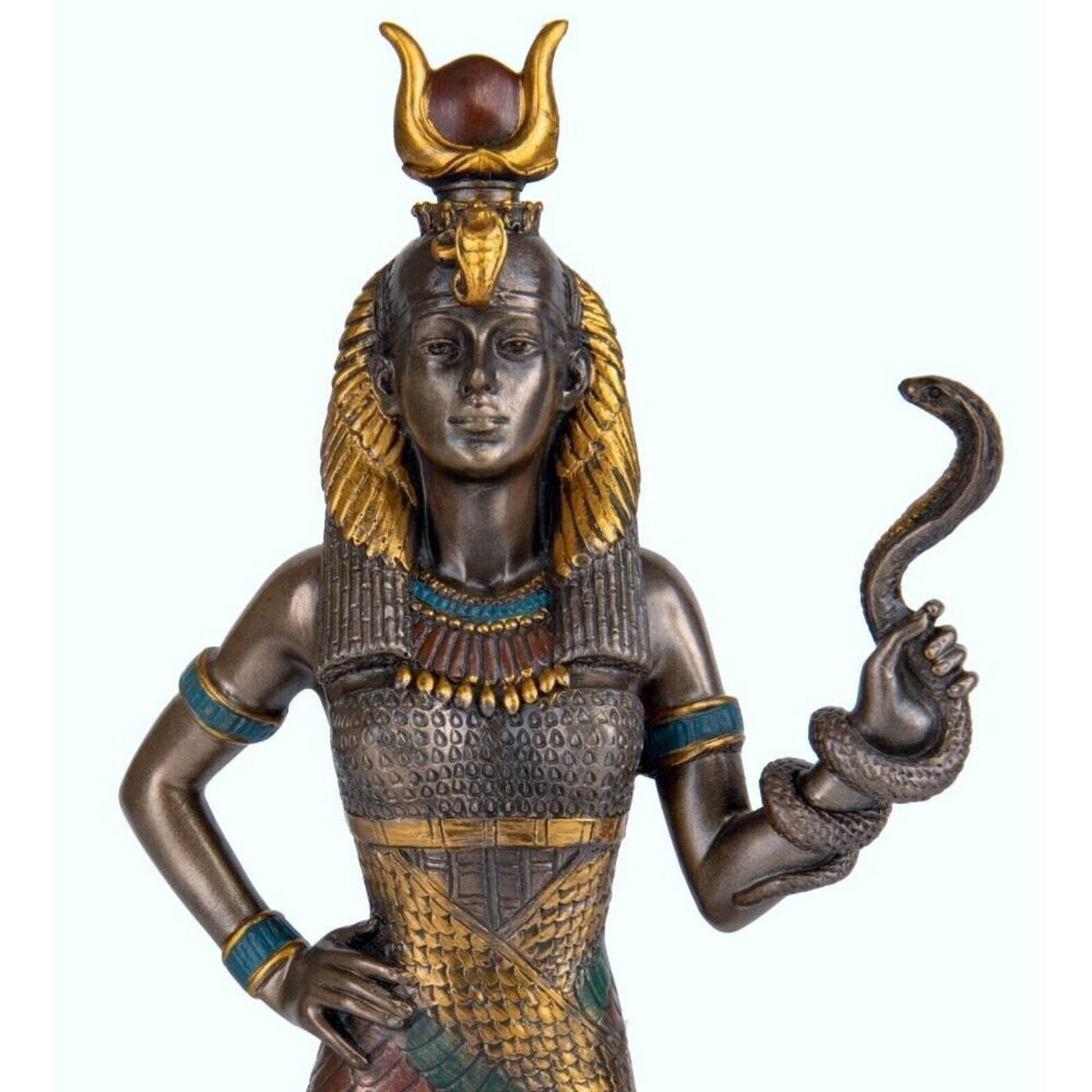 Egyptian Goddess Hathor Holding Snake | Mythology & Deity Sculptures