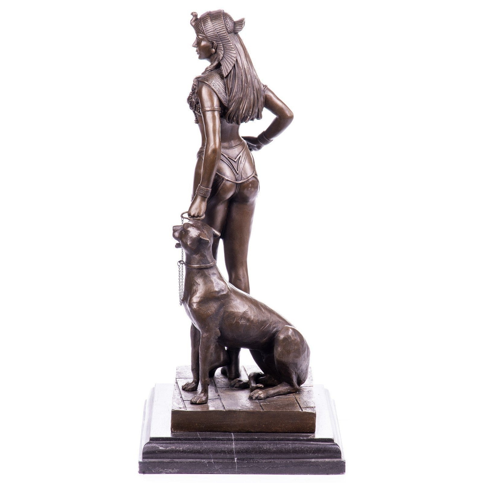 Egyptian Queen with Hound Bronze Sculpture of Power and Grace