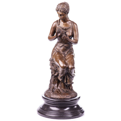 Elegant Art Deco Bronze Statue of a Girl in a Dress, Figurines & Statu