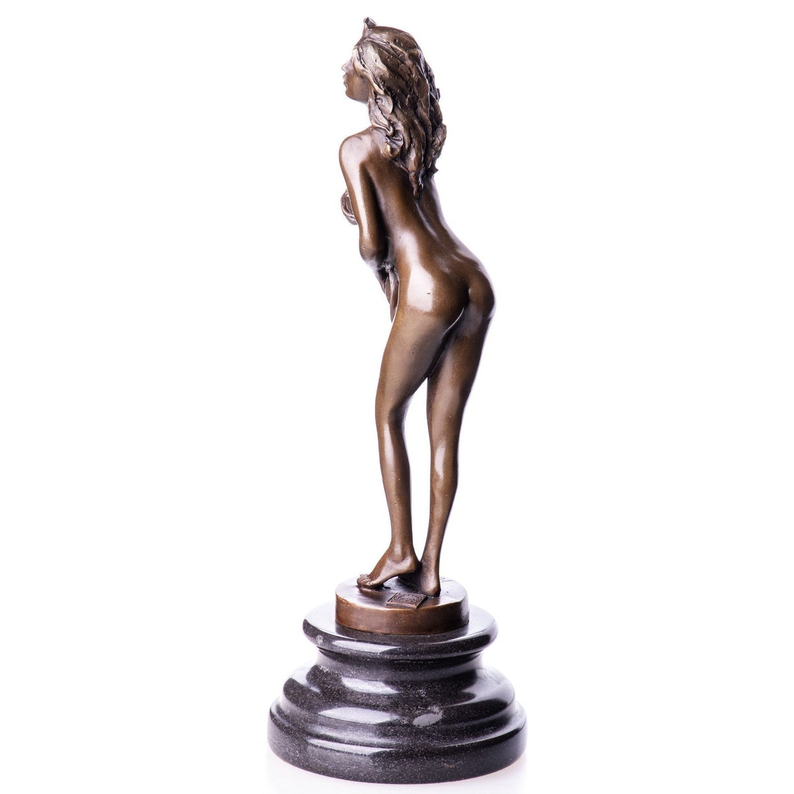 Elegant Nude Woman Holding Hat | Nude & Figurative Art | Home Decor