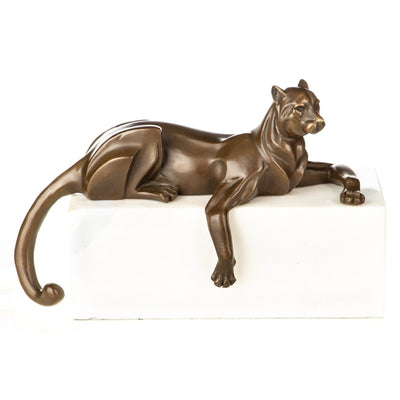 Elegant Bronze Panther Sculpture