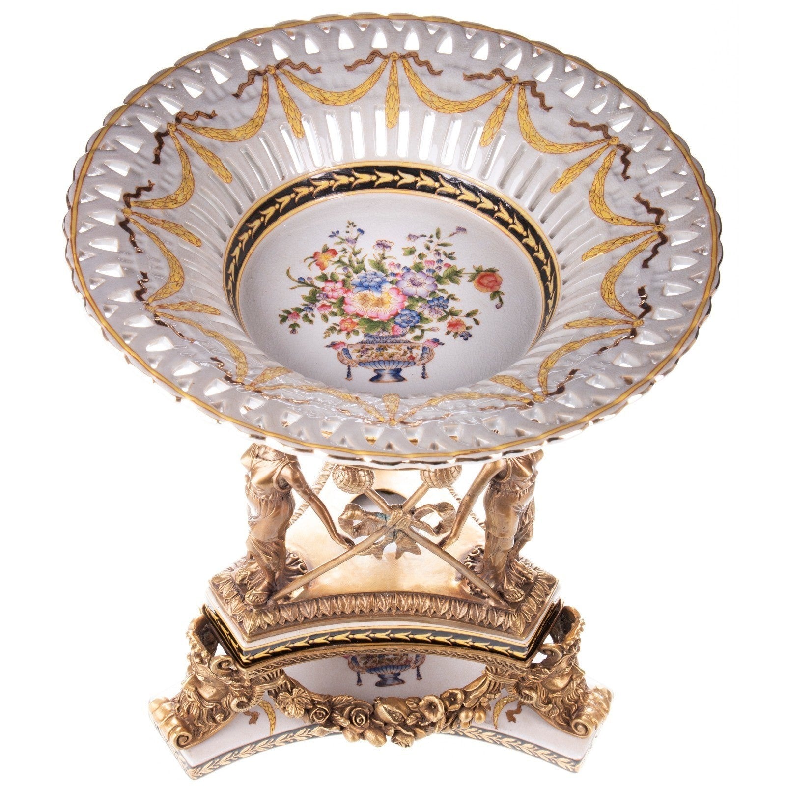 Empire Style Centerpiece Bowl with Crystal and Bronze Detailing