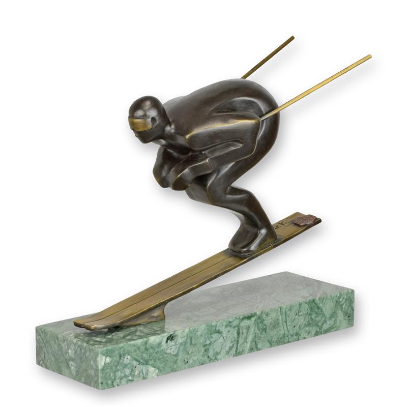 Skier Bronze Sculpture