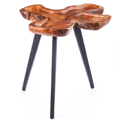 Teak side table with metal feet | Handcrafted Wood Decor