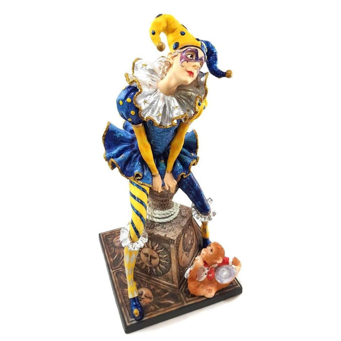 Female Jester Clown with Monkey | Animal Sculptures | Home Decor