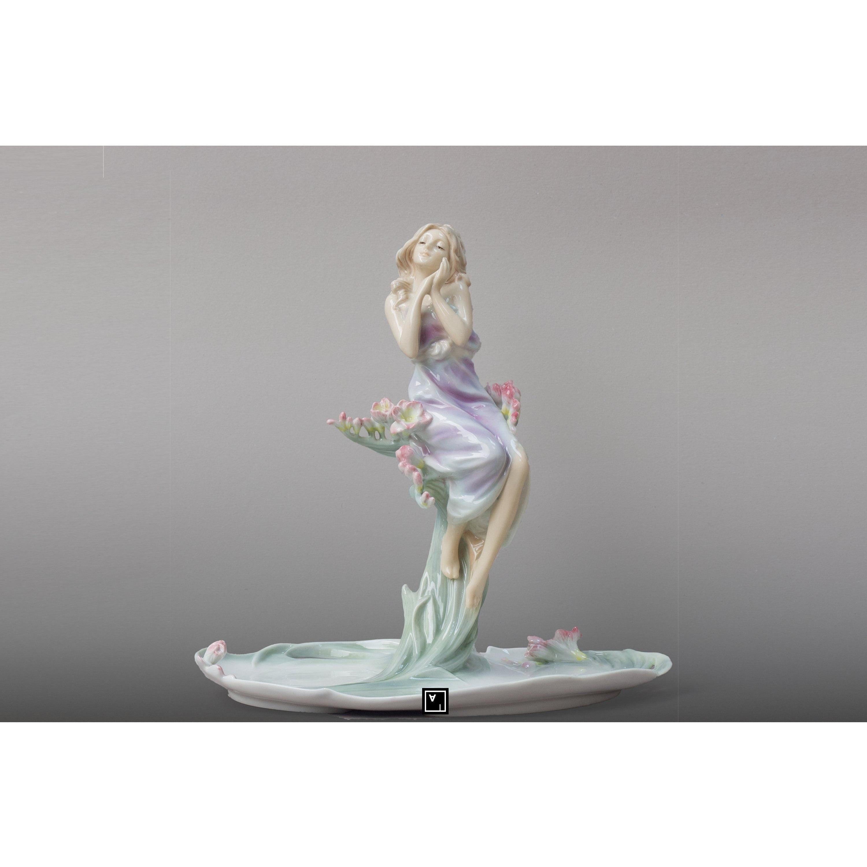 Fine Porcelain Centerpiece Tray with Girl and Flowers | Vases & Bowls