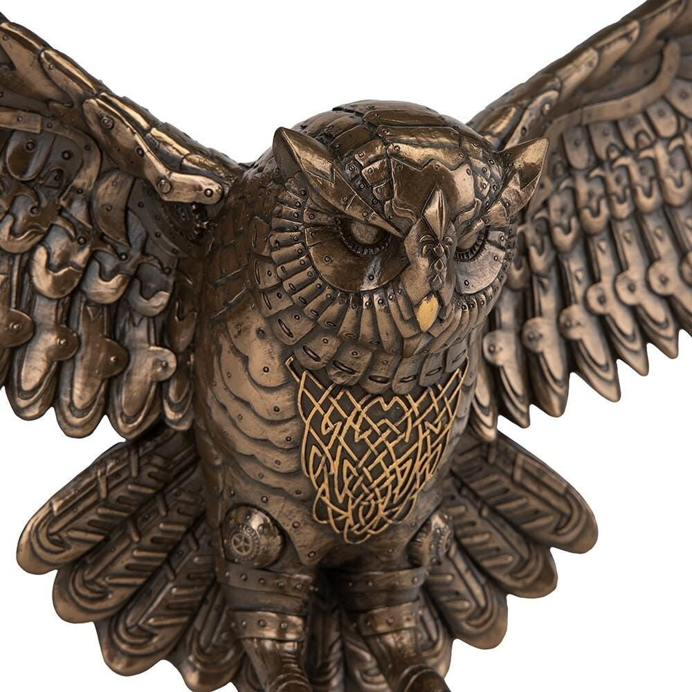 Flying Steampunk Owl Wall Sculpture | Animal Sculptures