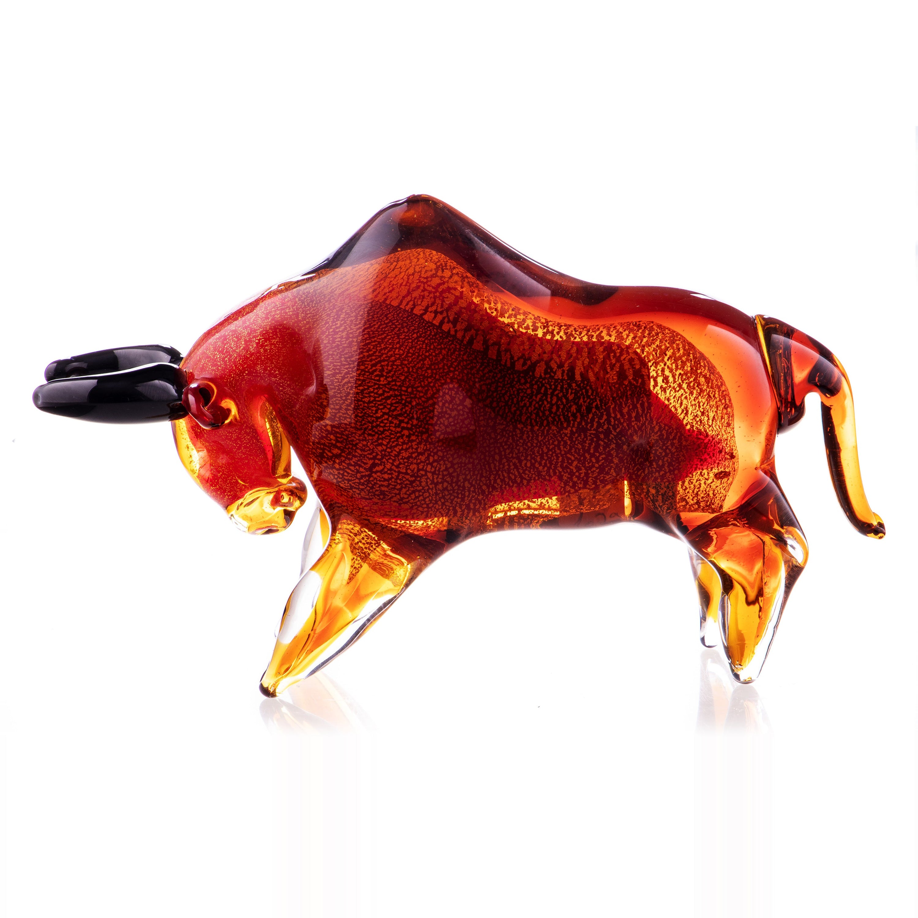 Murano style glass bull | Handcrafted Glass Decor | Unique Home Accent