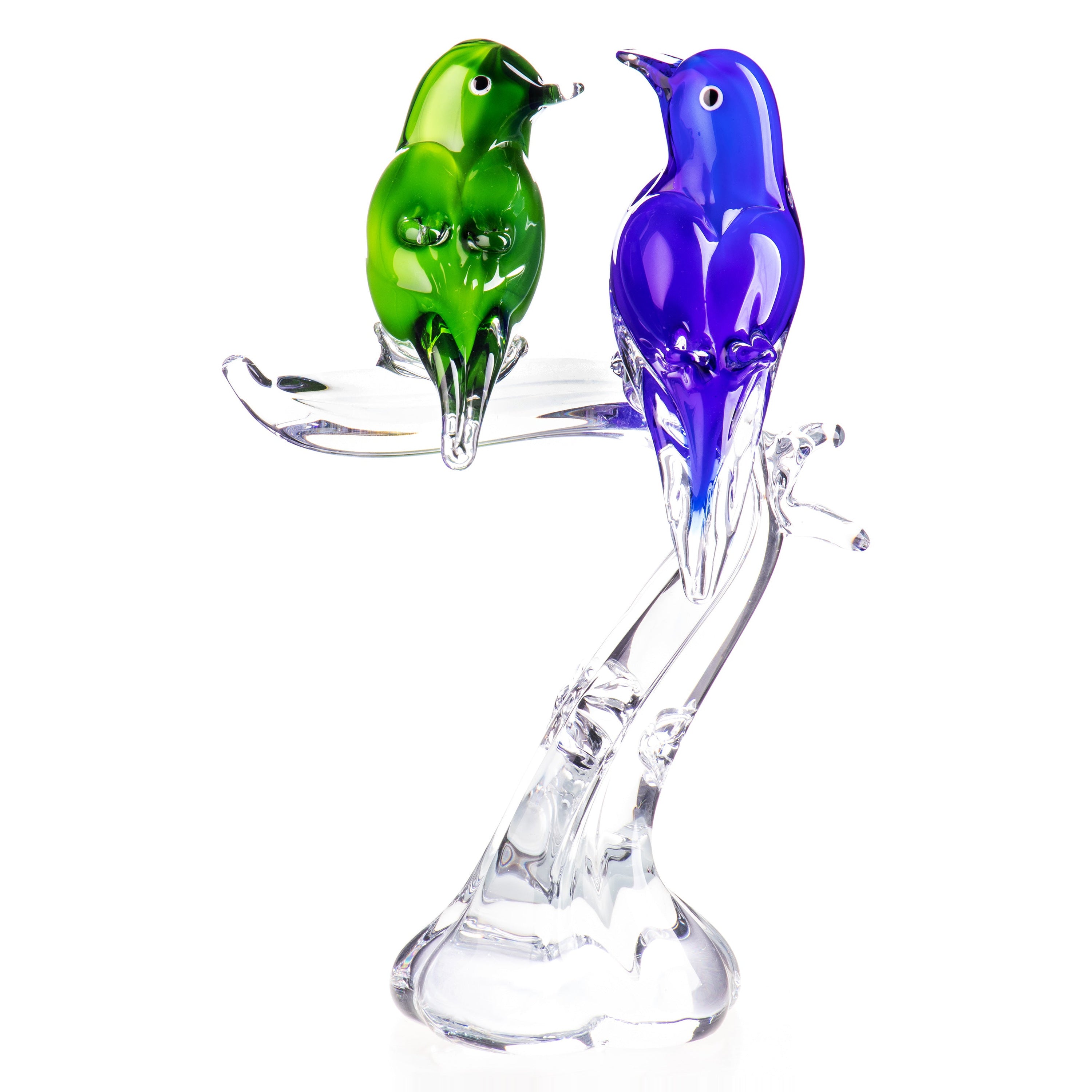 Murano style glass birds on branch | Handcrafted Glass Decor