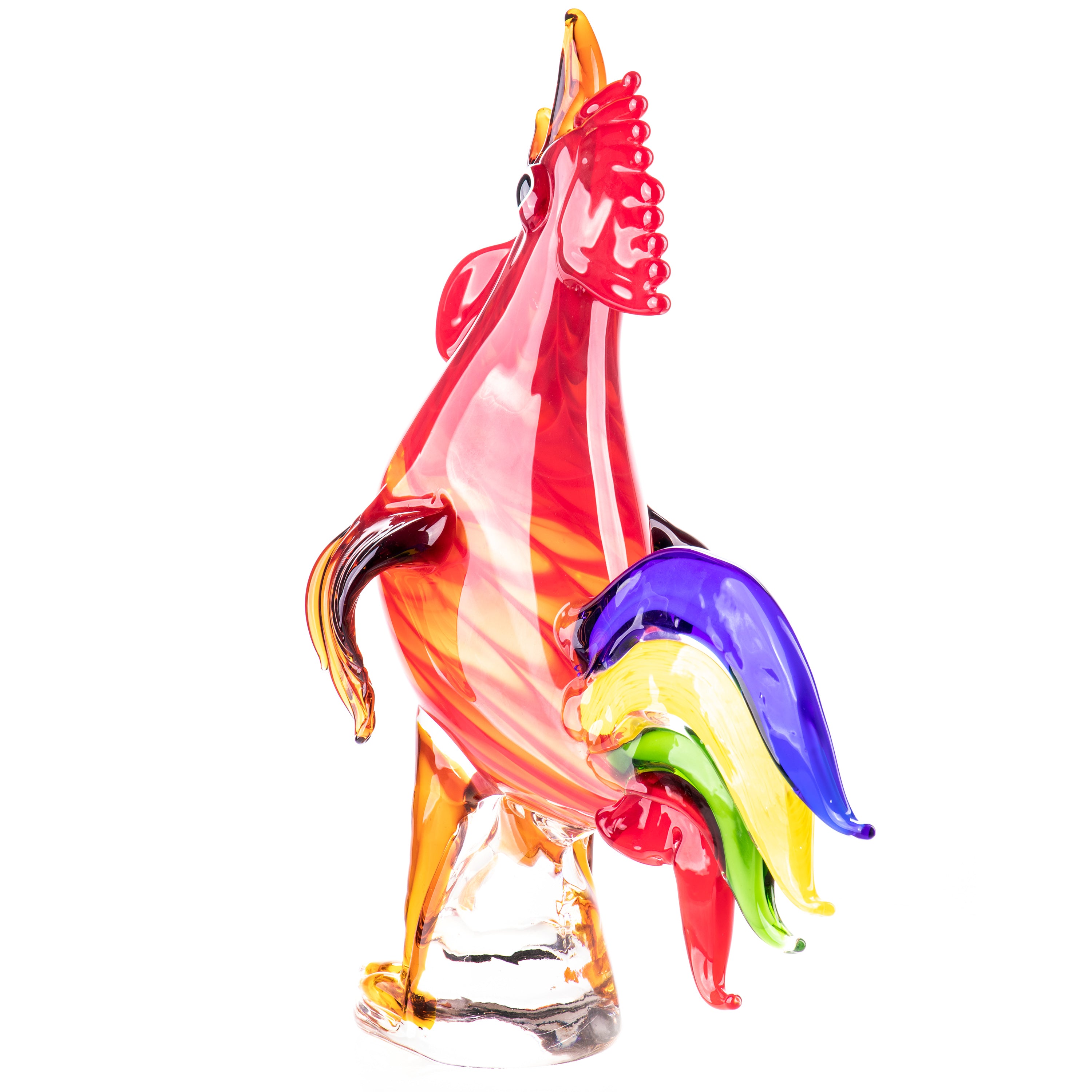 Murano Style Glass Rooster Sculpture – Large