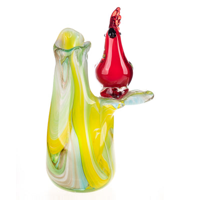 Murano style glass vase with parrot | Handcrafted Glass Decor
