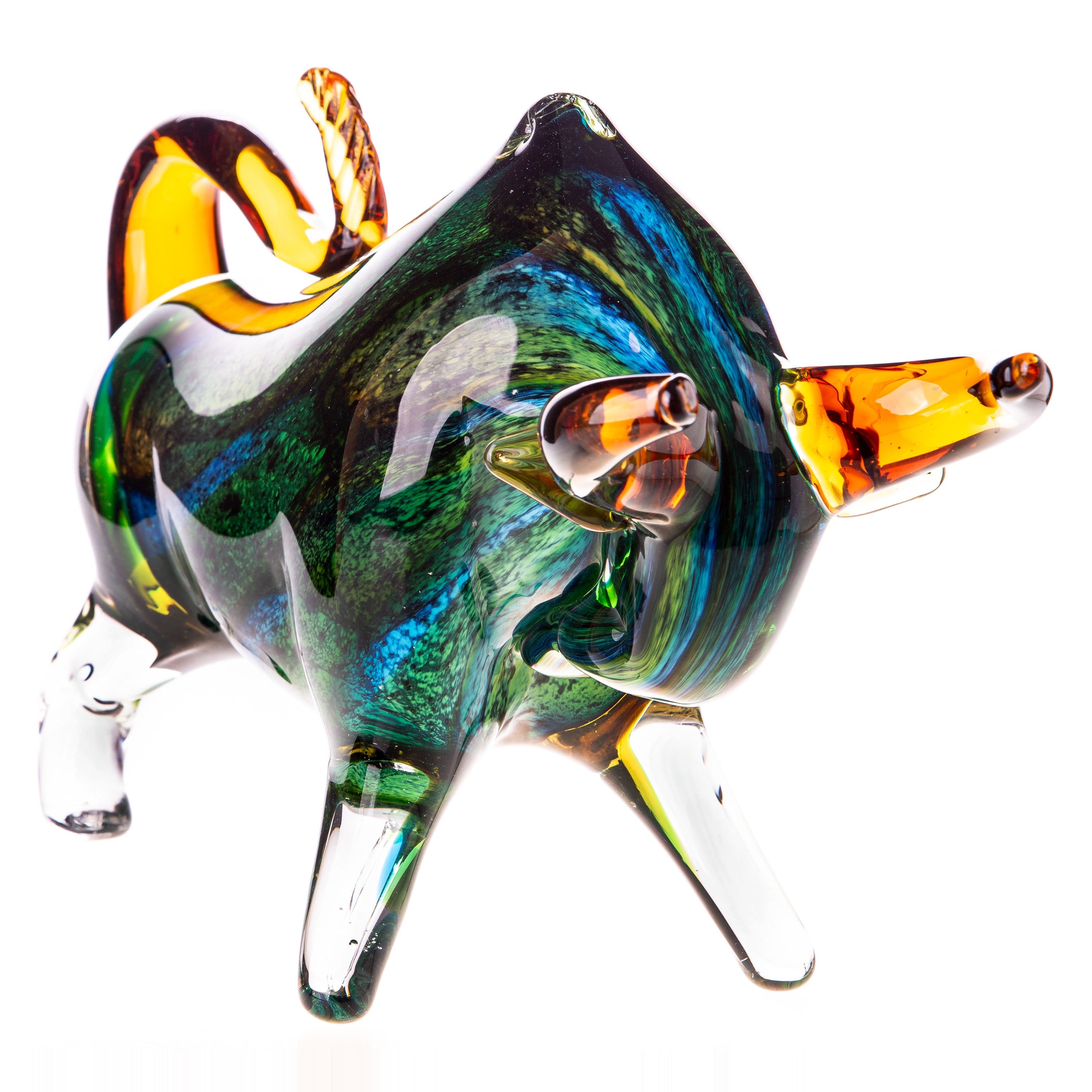 Murano style glass bull | Handcrafted Glass Decor | Unique Home Accent