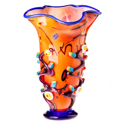 Murano style glass vase | Handcrafted Glass Decor | Unique Home Accent