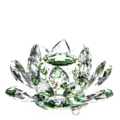 Crystal Lotus Green | Handcrafted Glass Decor | Unique Home Accent