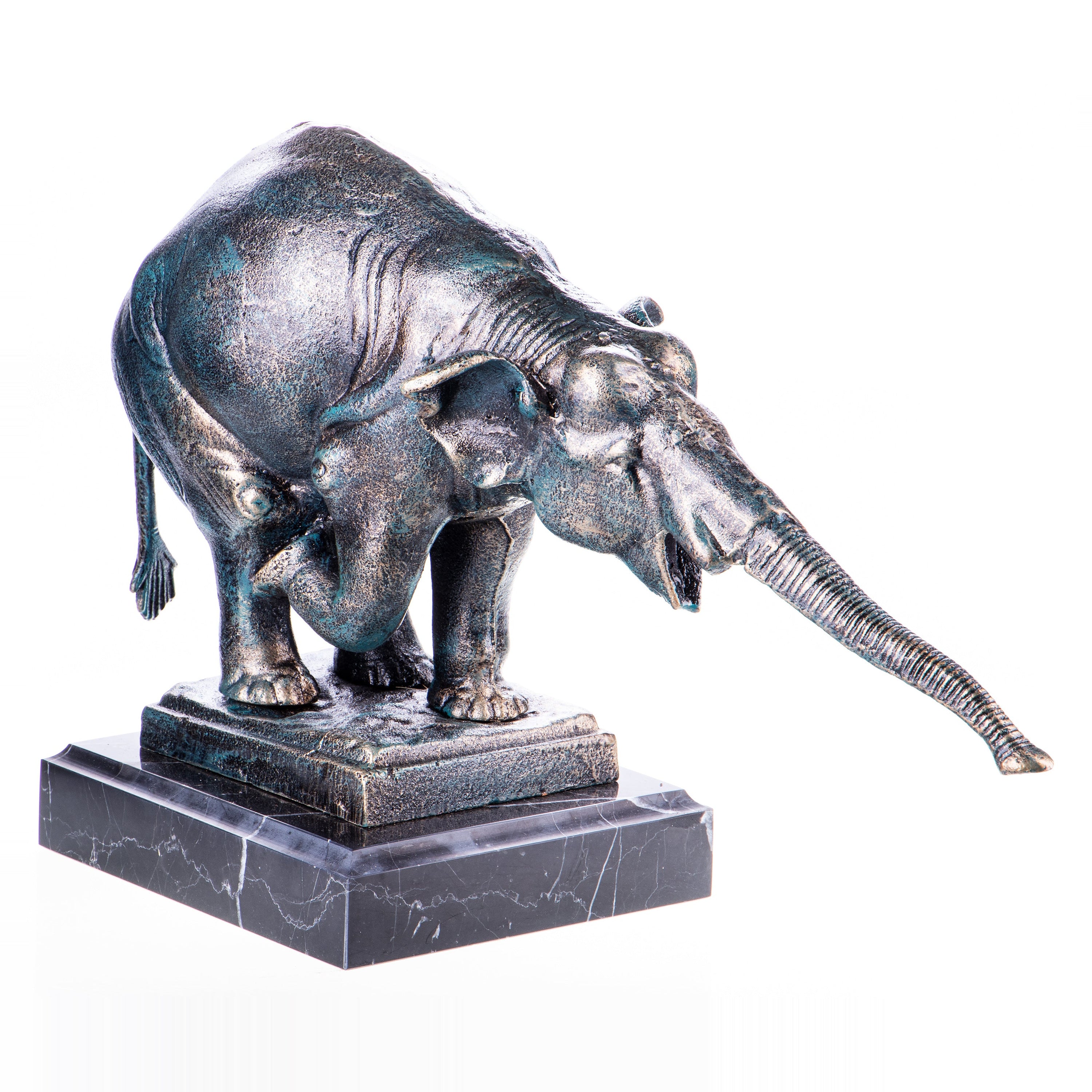 Cast iron elephant on marble base | Handcrafted Cast Iron Decor