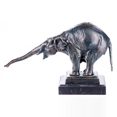 Cast iron elephant on marble base | Handcrafted Cast Iron Decor