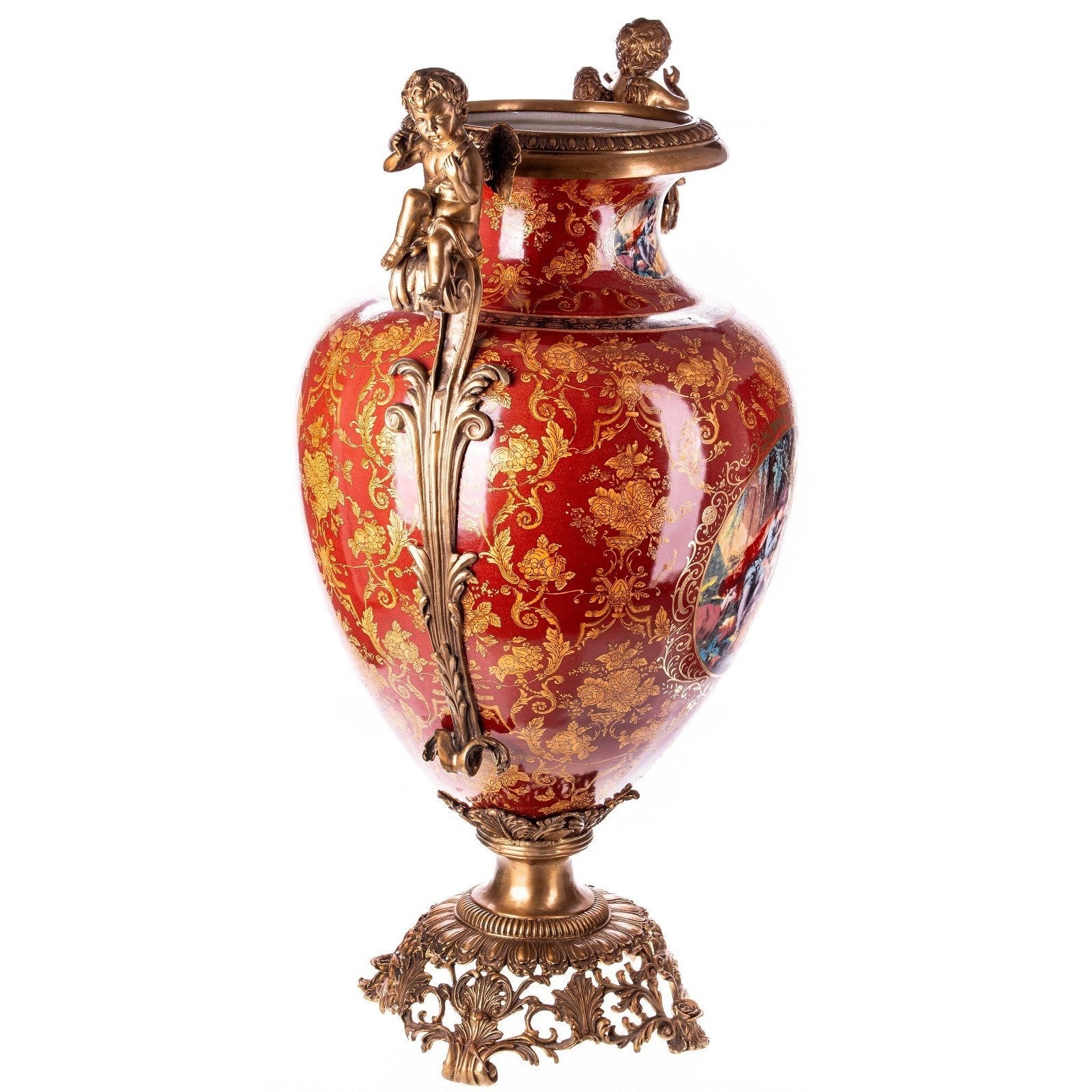 Grand Rococo Style Vase with Musical Cherubs | Vases & Bowls