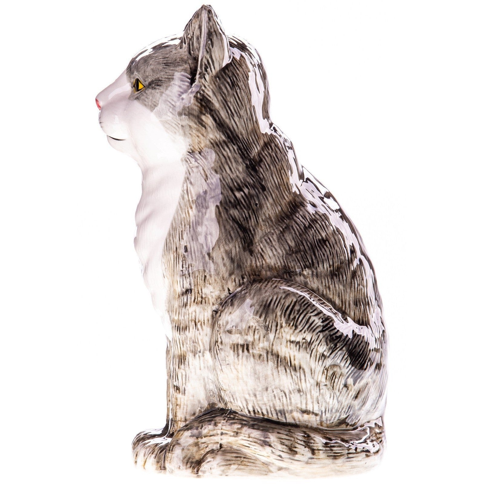Gray Tabby Ceramic Cat Statue | Animal Sculptures | Home Decor