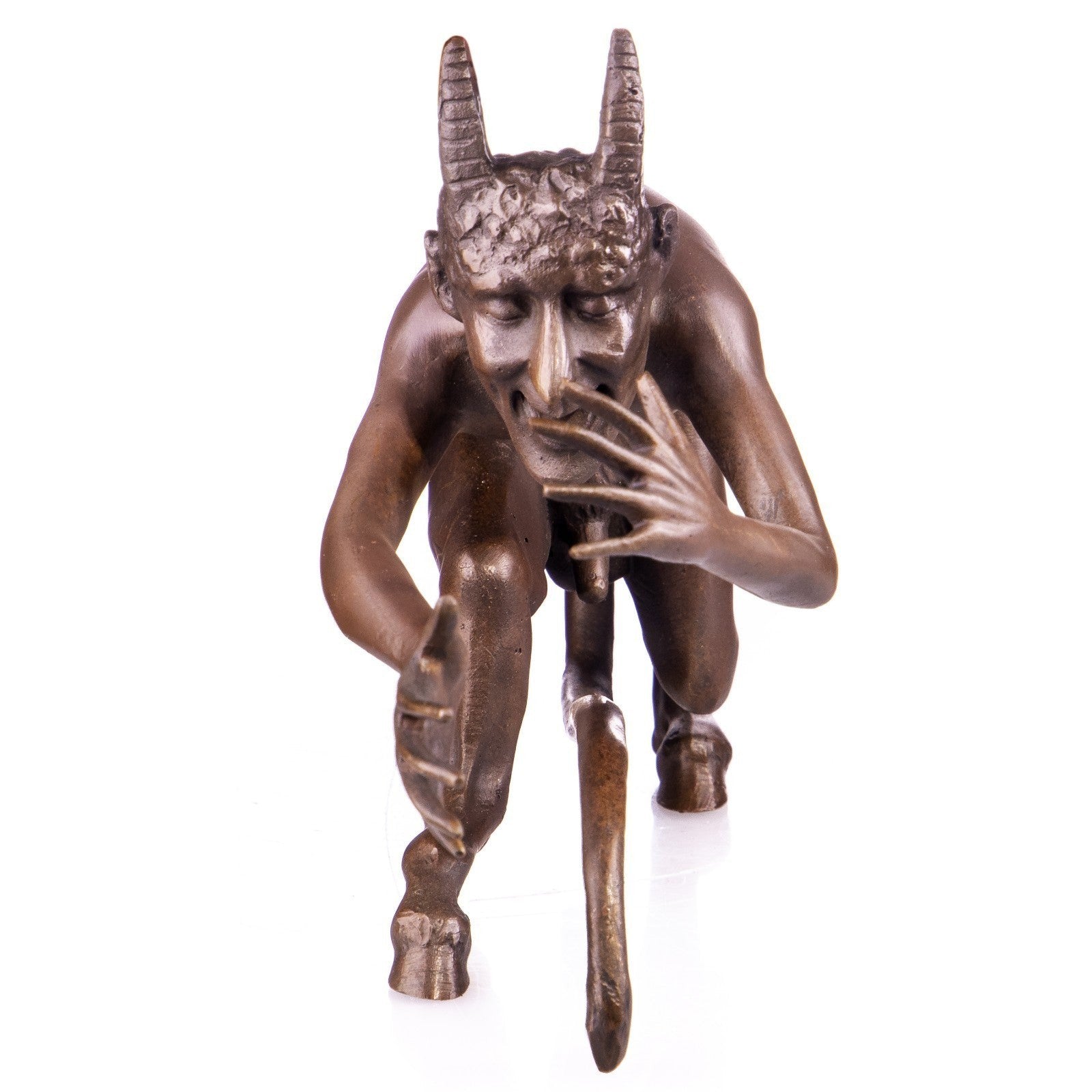 Grotesque Satyr in Motion Bronze Fantasy Sculpture by Franz von Stuck