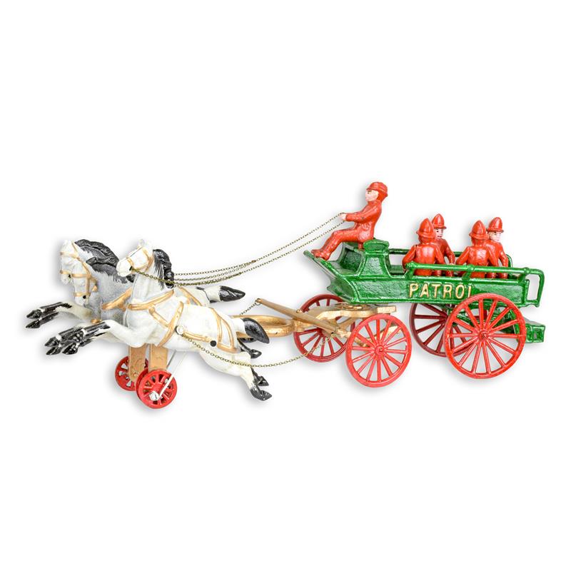Cast Iron Horse Drawn Fire Patrol Wagon – view 1