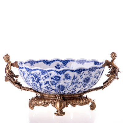 Porcelain with bronze bowl with angels | Handcrafted Ceramic Decor