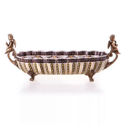 Porcelain with bronze bowl with angels | Handcrafted Ceramic Decor