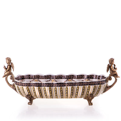 Porcelain with bronze bowl with angels | Handcrafted Ceramic Decor