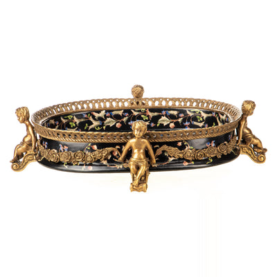 Porcelain with bronze bowl with angels | Handcrafted Ceramic Decor