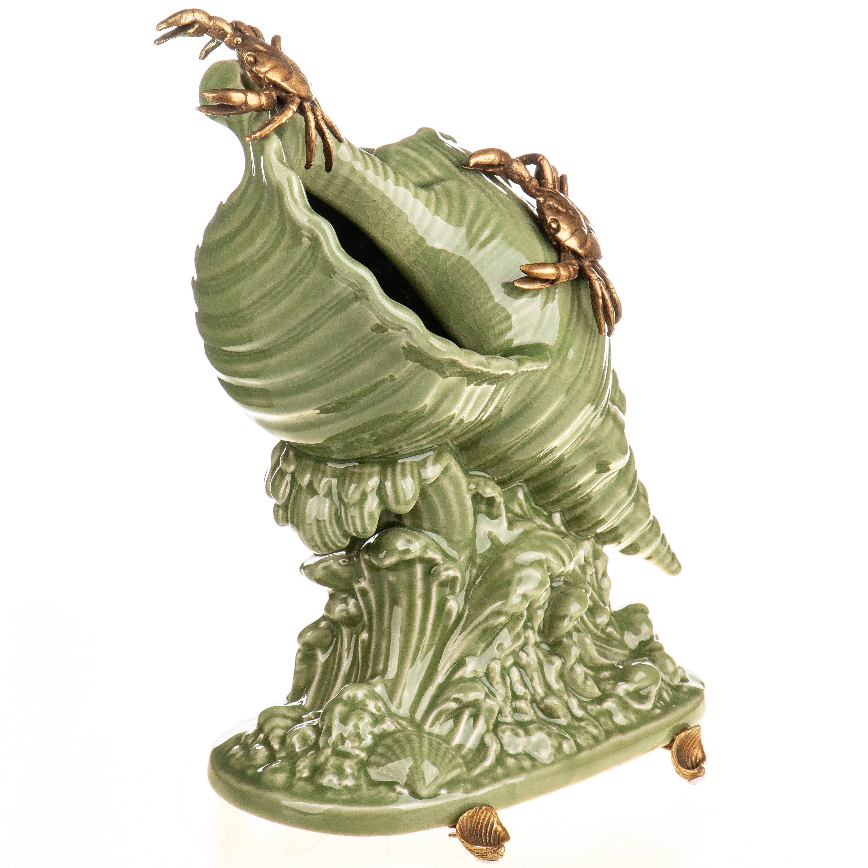 Porcelain Shell with Bronze Crabs – Centerpiece