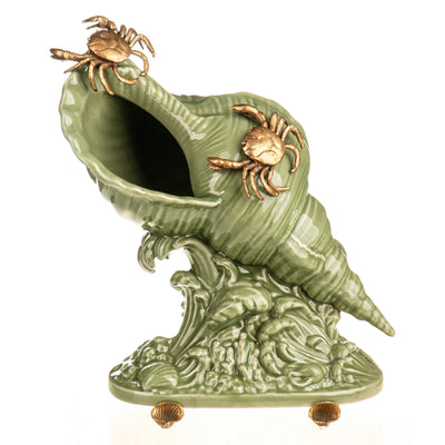 Porcelain Shell with Bronze Crabs – Centerpiece