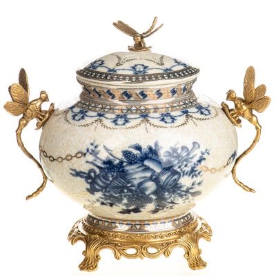 Porcelain Box with Bronze Dragonflies – Large