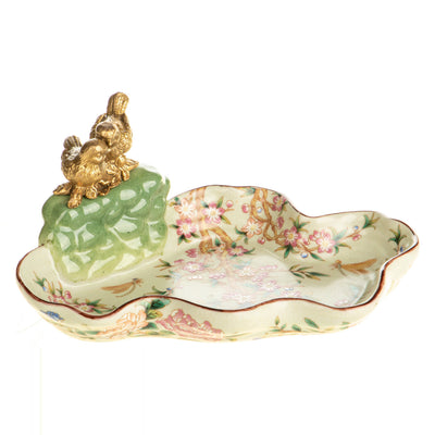 Porcelain Bowl with Bronze Bird Mounts