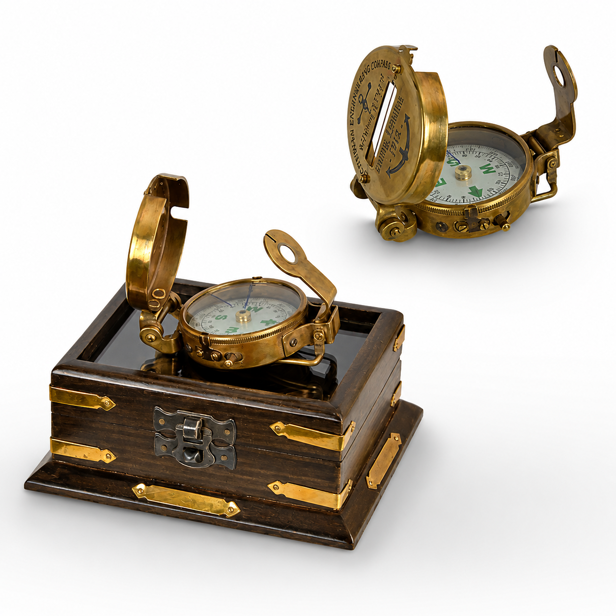 Vintage Brass Compass Box | Handcrafted Brass Decor