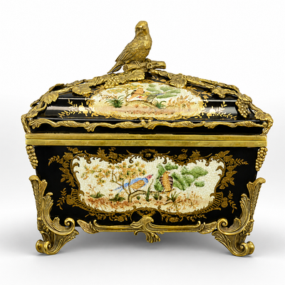 Rococo Bird Jewelry Casket | Handcrafted Brass Decor